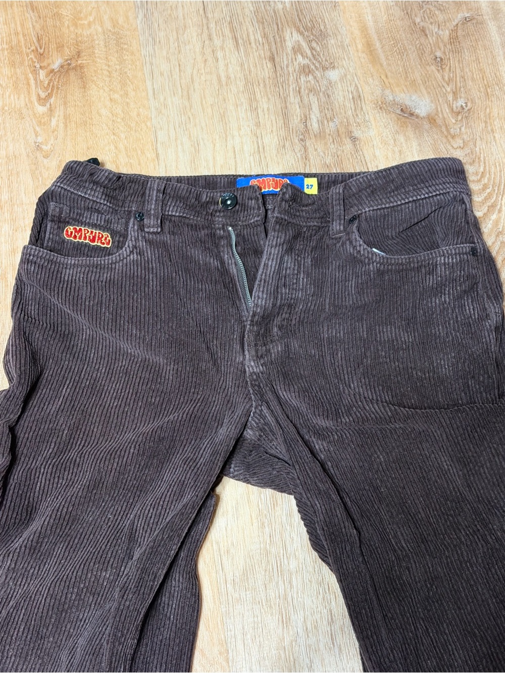 Gymbro Brown Corduroy Pants Size 27 Wide Leg 100% Cotton Y2K Skater Unisex - Picture 11 of 15